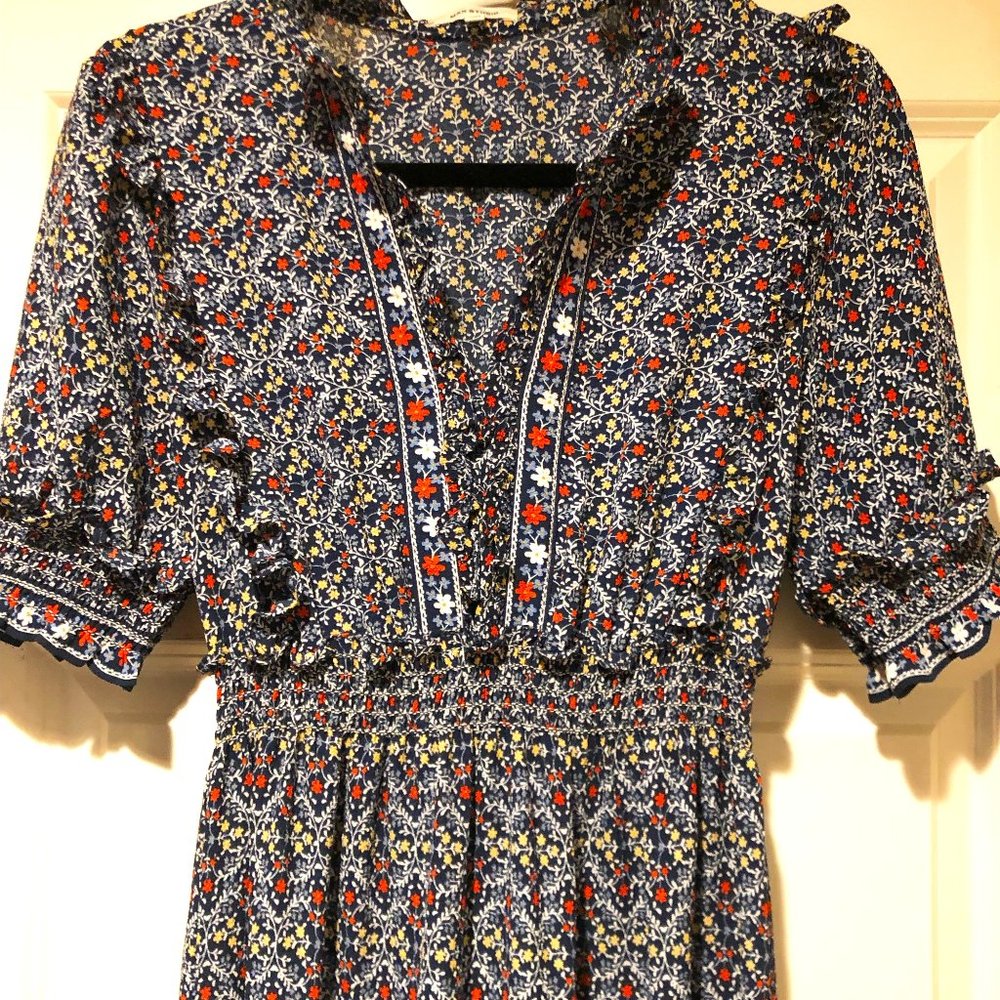Max Studio Women's Elbow Length Sleeve Print Tiered Maxi Dress Size Small